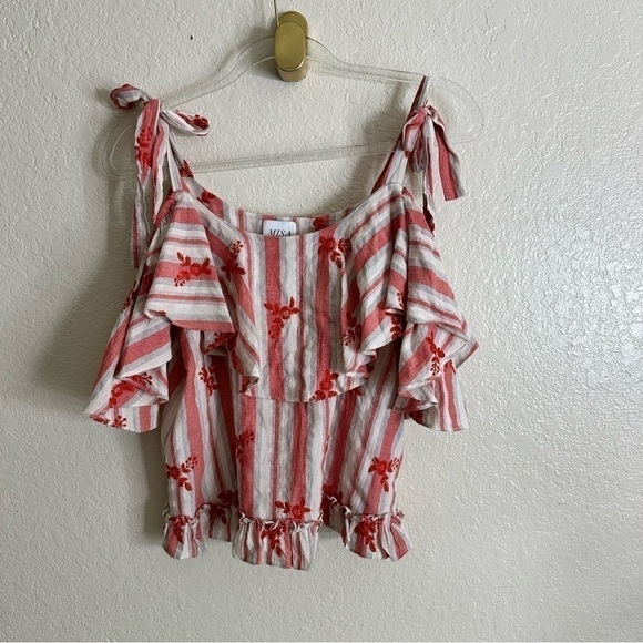 Misa Los Angeles striped shoulder tie top size M - Picture 2 of 8